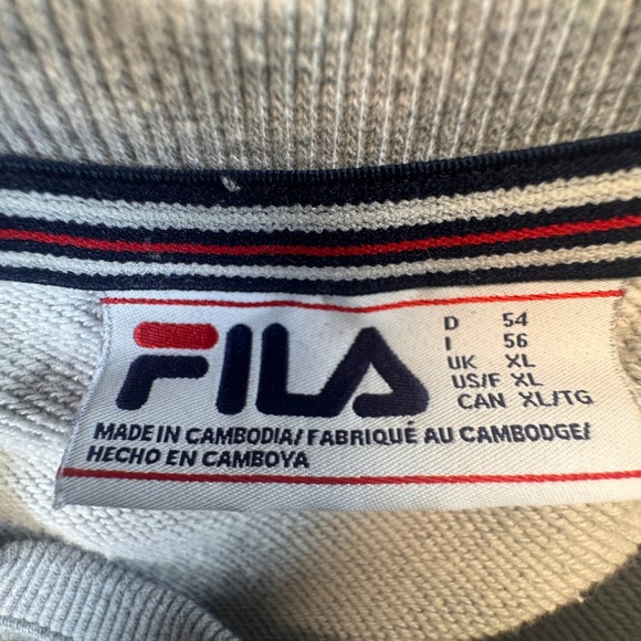 Fila Mens Crewneck Sweatshirt Heather Grey Embroidered Logo XL Pullover - Picture 7 of 9